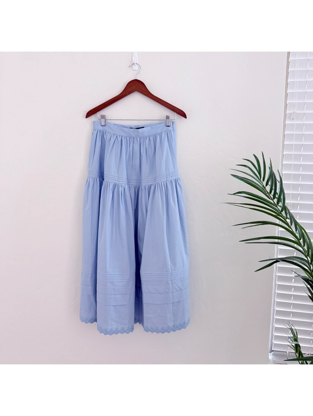 o.p.t by Few Moda Beth Cotton Floaty Maxi Skirt Lace Trim Size 6 Light Blue - Picture 2 of 9